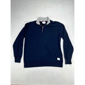Five Four Morzine Mens Medium Midnight Navy Blue 1/4 Zip Cotton Sweater Pullover
